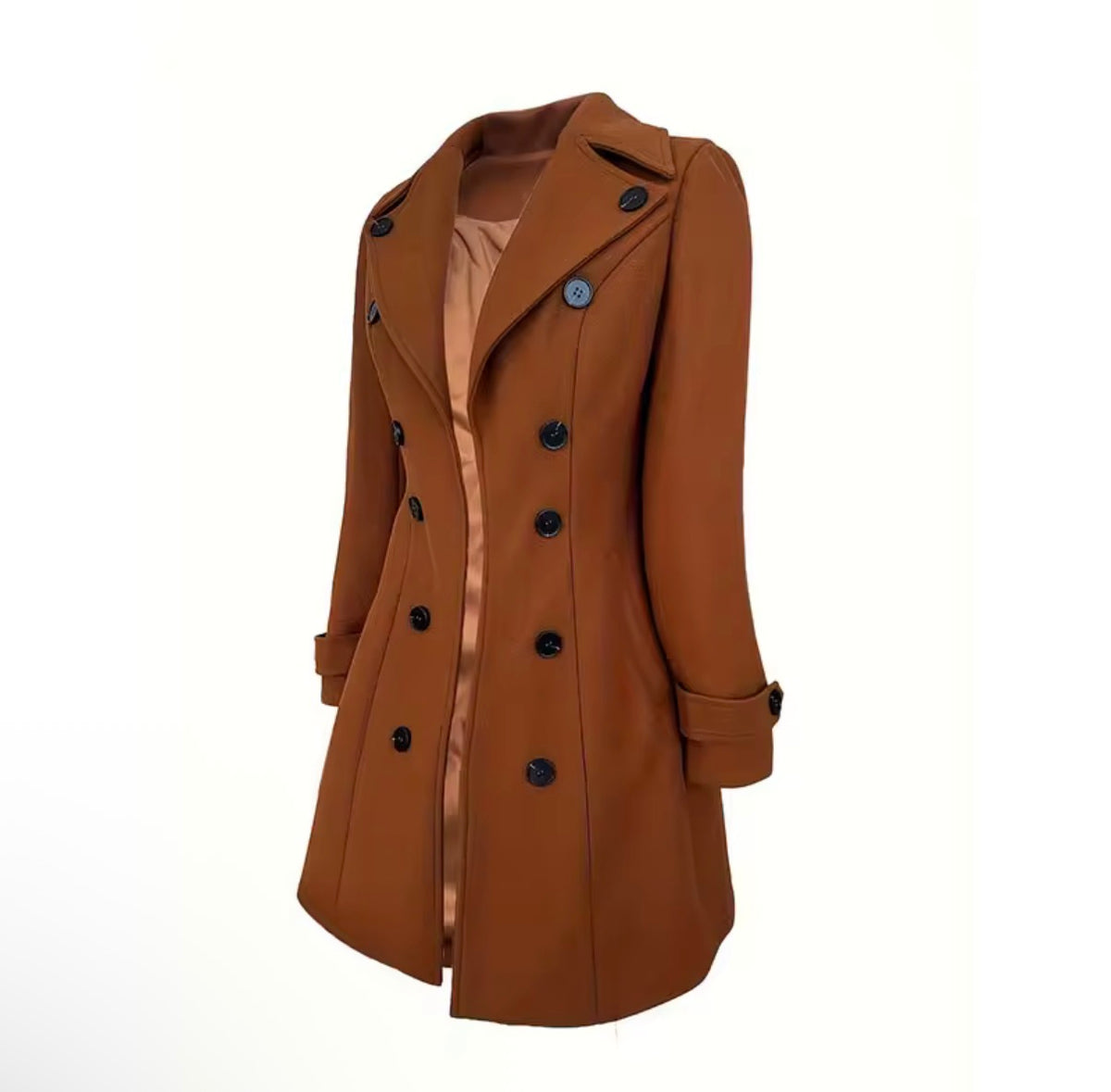 Elegant Double-Breasted Camel Coat