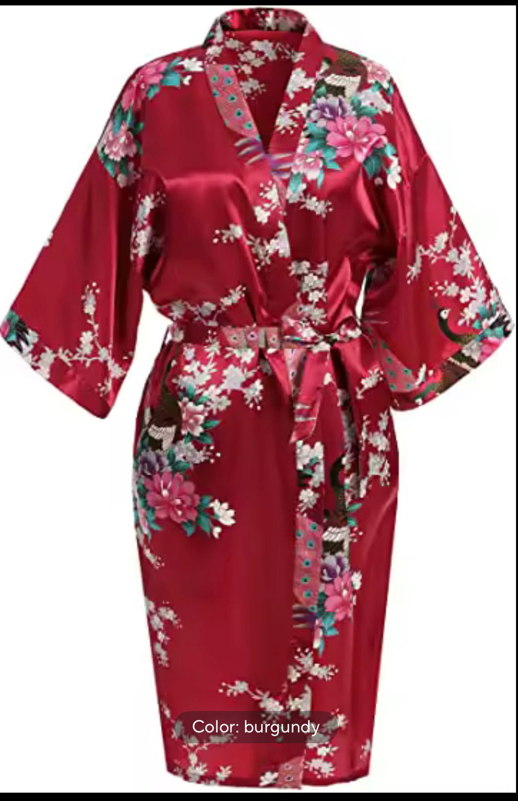Norvela Floral Satin Kimono Robe