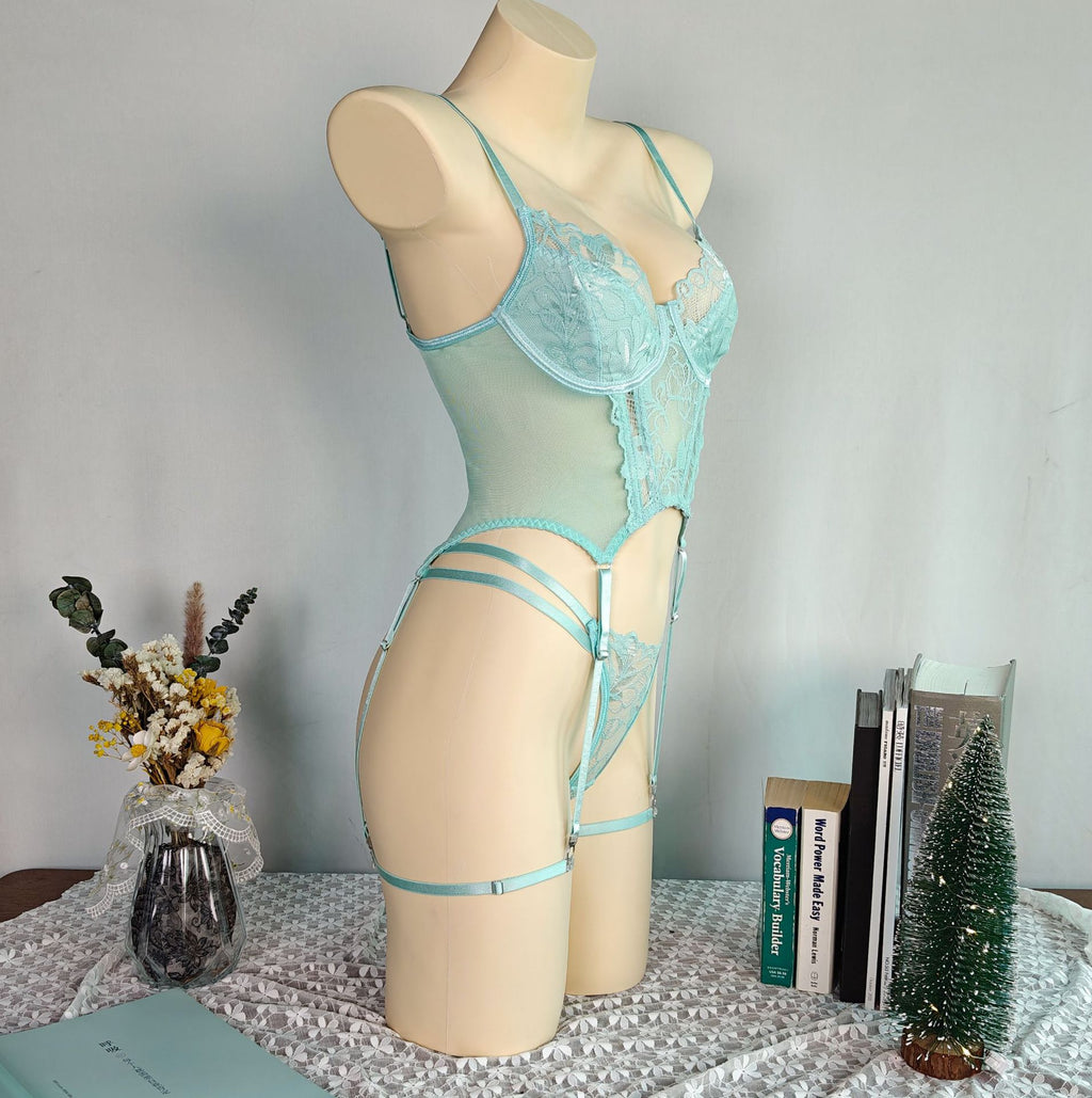 European and American sexy lingerie suit gauze charm flirt uniform embroidery perspective temptation thong suit