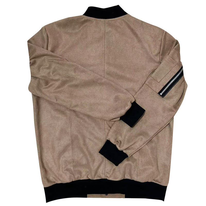 2025 Amazon Autumn and Winter Suede Stand Collar Men's Button Cardigan Jacket Cross-Border Casual Trendy American Jacket Men