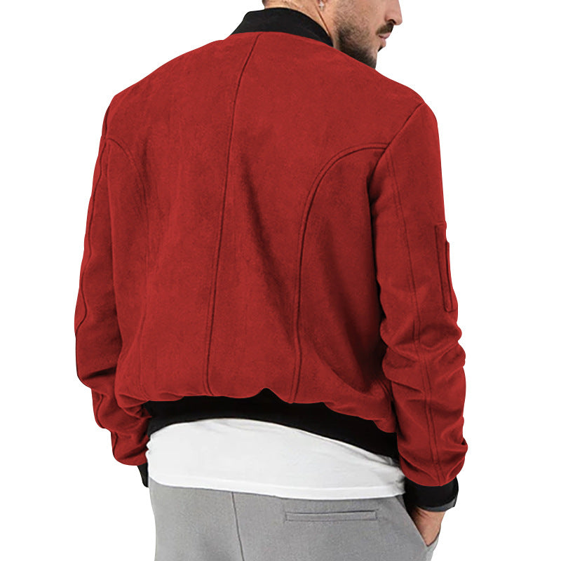 2025 Cross-Border Men's Jacket Autumn and Winter Suede Jacket European and American Stand Collar Single Breasted Cardigan Jacket Casual Jacket for Men
