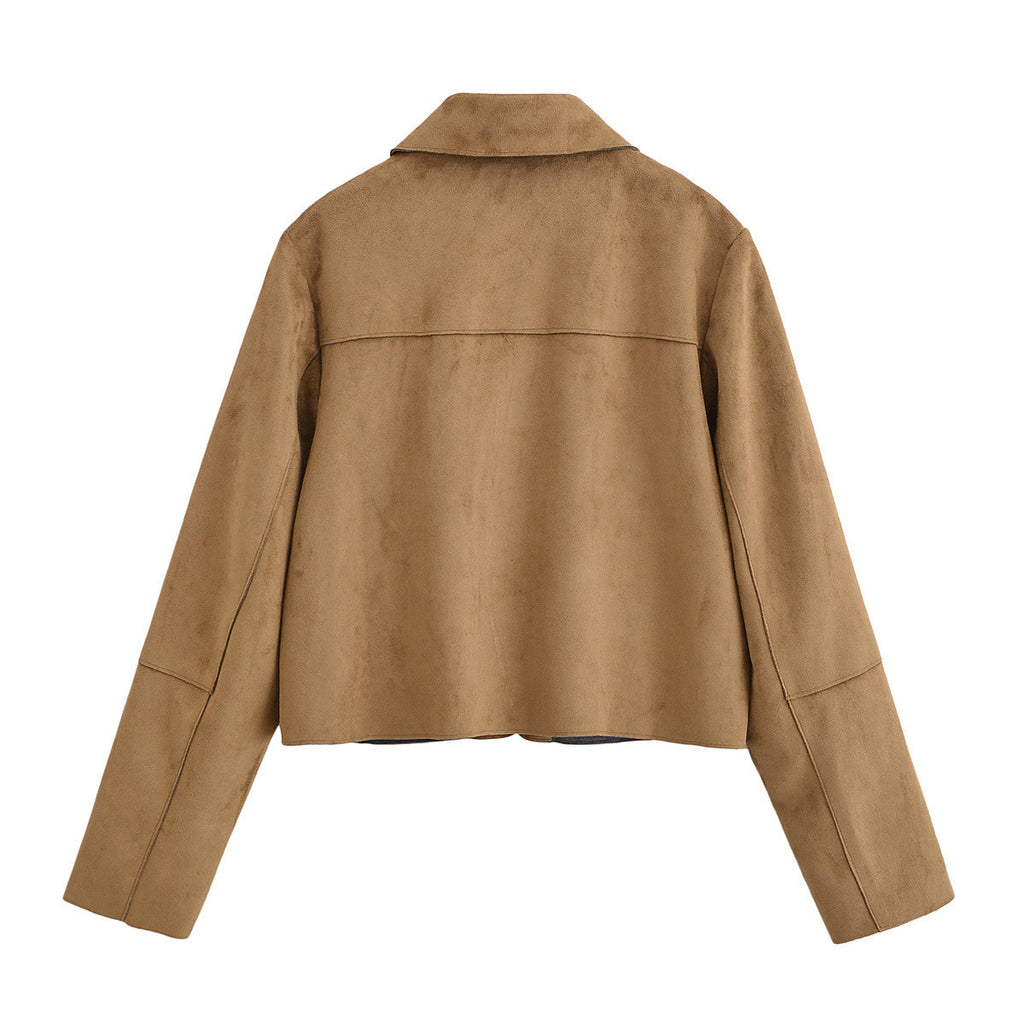 2025 New Autum Women's Clothing European and American Style Fashionable Simple Suede Jacket Jacket 4968224