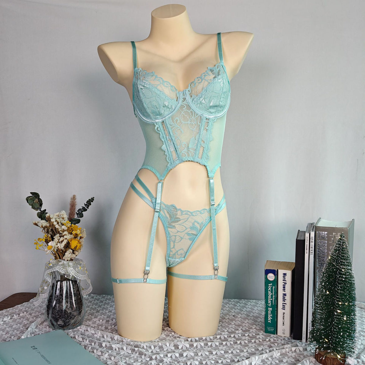 European and American sexy lingerie suit gauze charm flirt uniform embroidery perspective temptation thong suit