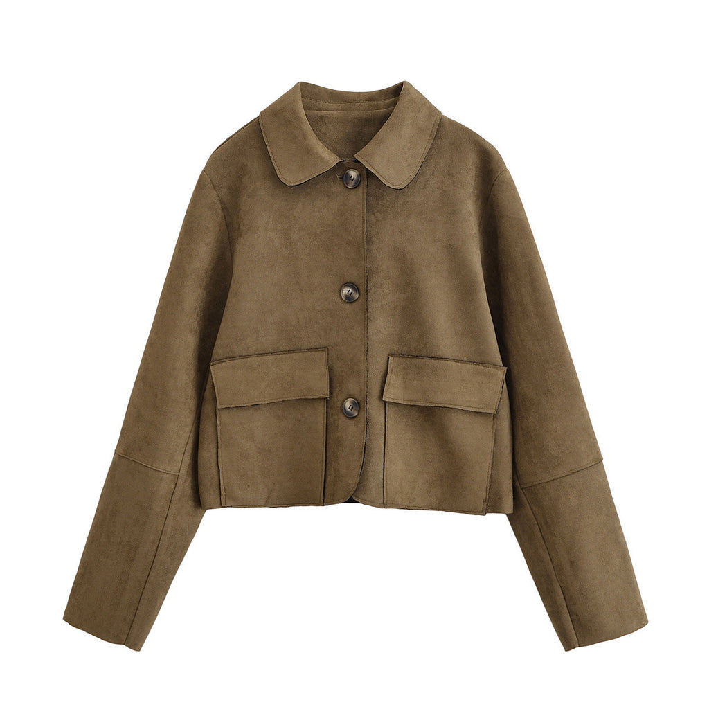 2025 New Autum Women's Clothing European and American Style Fashionable Simple Suede Jacket Jacket 4968224
