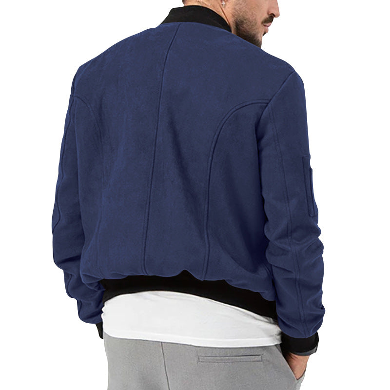 2025 Cross-Border Men's Jacket Autumn and Winter Suede Jacket European and American Stand Collar Single Breasted Cardigan Jacket Casual Jacket for Men