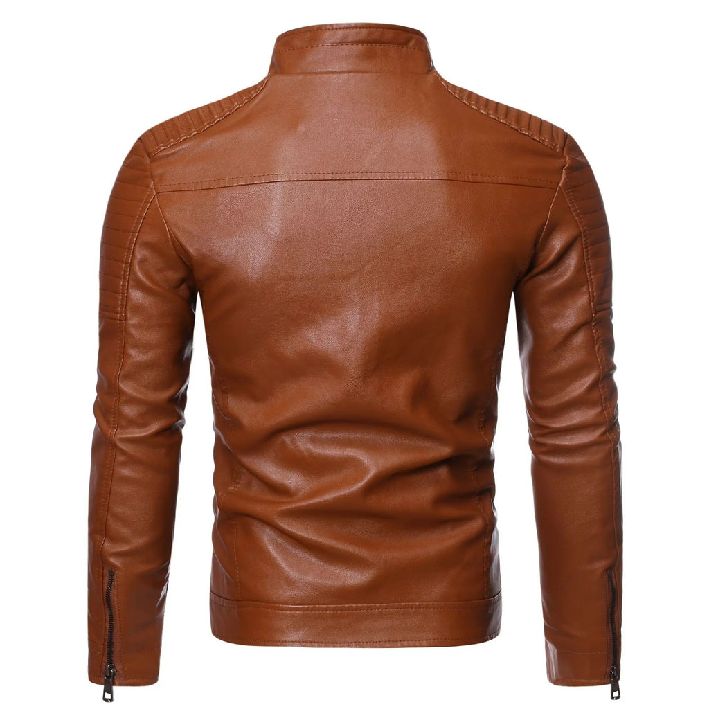 2026 Foreign Trade Amazon Autumn and Winter Men's Hot Selling Leather Jacket Jacket Stand Collar Young and Middle-Aged Stand Collar Leather Jacket Jacket for Men