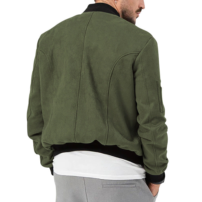 2025 Cross-Border Men's Jacket Autumn and Winter Suede Jacket European and American Stand Collar Single Breasted Cardigan Jacket Casual Jacket for Men