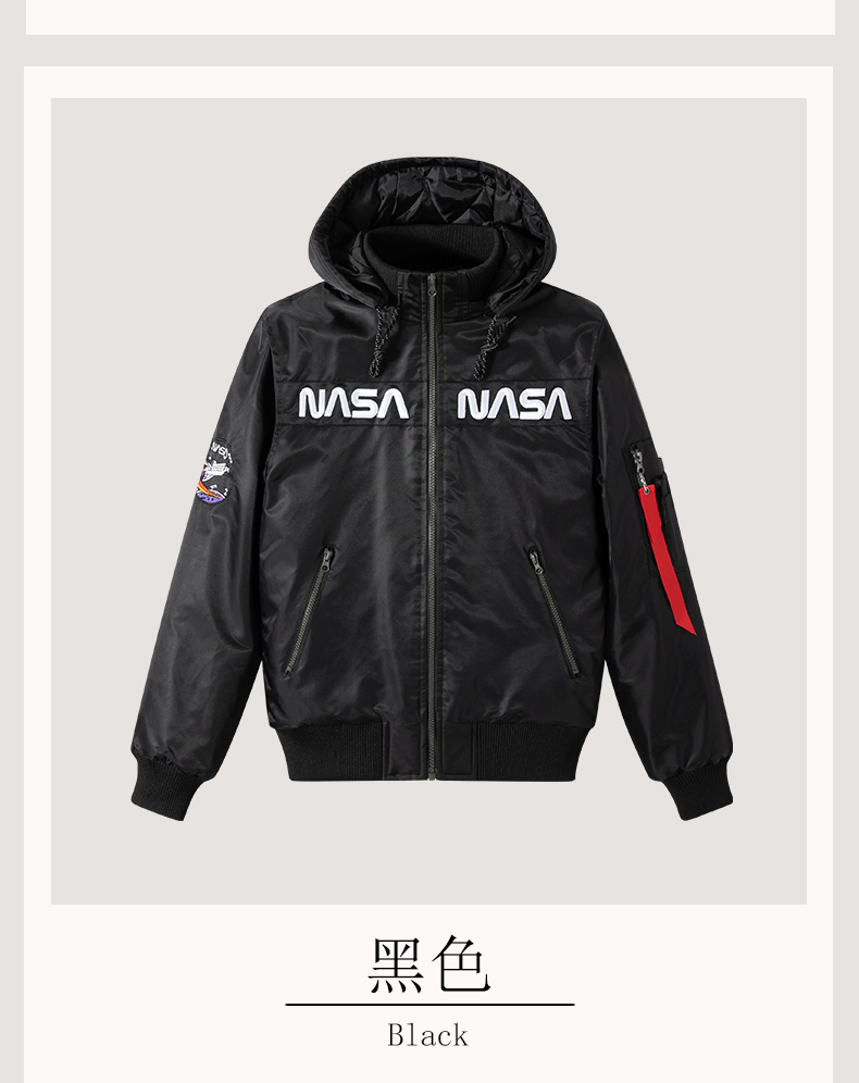 2022 New NASA Winter Casual Sports Men's Jacket Trendy Hooded Cotton Clothes European and American Flying Suit Jacket for Men