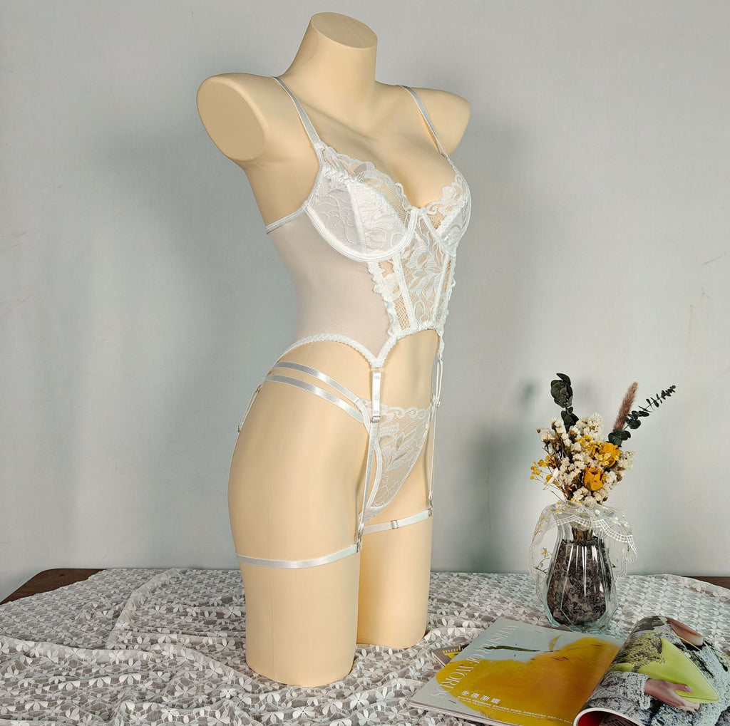 European and American sexy lingerie suit gauze charm flirt uniform embroidery perspective temptation thong suit