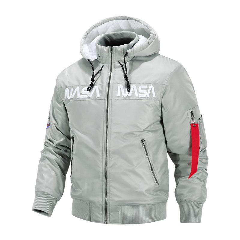 2022 New NASA Winter Casual Sports Men's Jacket Trendy Hooded Cotton Clothes European and American Flying Suit Jacket for Men