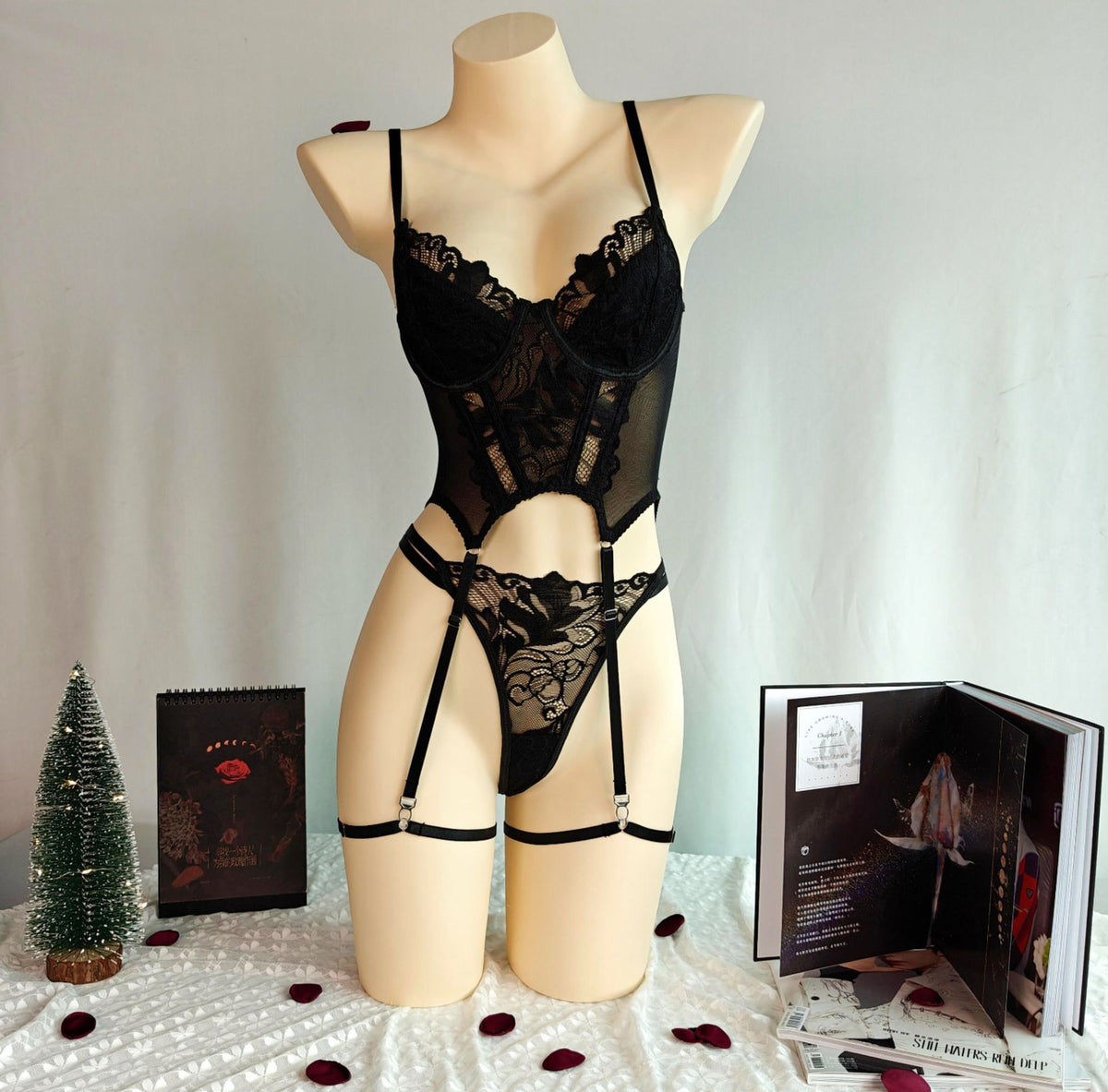European and American sexy lingerie suit gauze charm flirt uniform embroidery perspective temptation thong suit