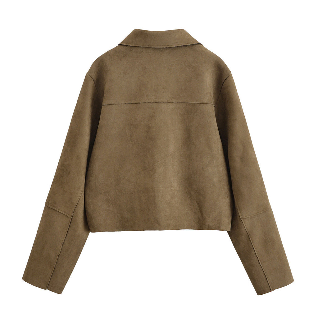 2025 New Autum Women's Clothing European and American Style Fashionable Simple Suede Jacket Jacket 4968224