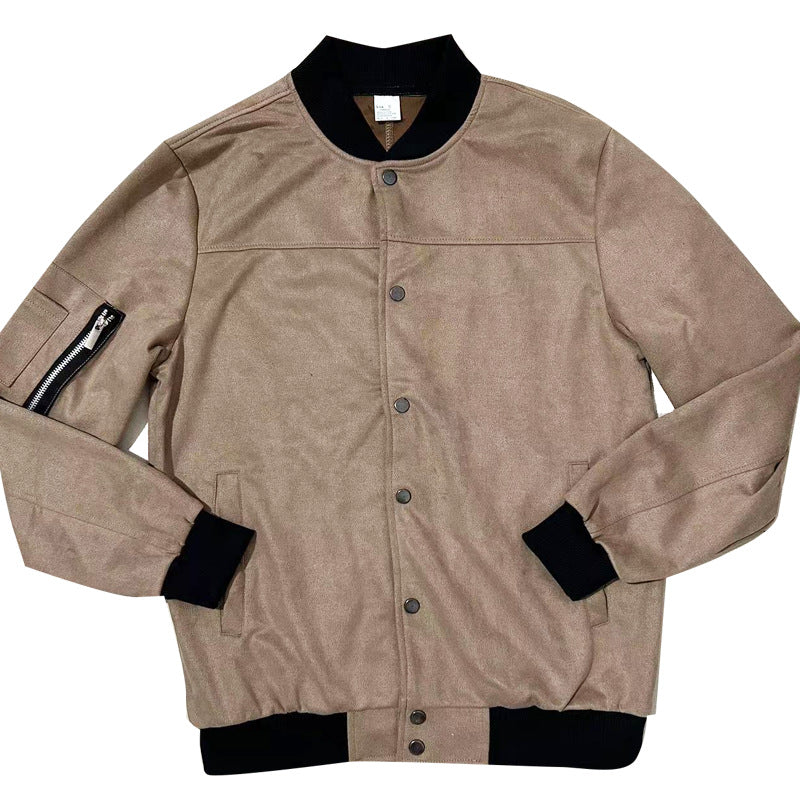 2025 Cross-Border Men's Jacket Autumn and Winter Suede Jacket European and American Stand Collar Single Breasted Cardigan Jacket Casual Jacket for Men