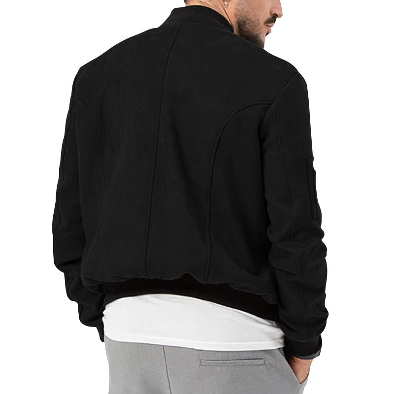 2025 Cross-Border Men's Jacket Autumn and Winter Suede Jacket European and American Stand Collar Single Breasted Cardigan Jacket Casual Jacket for Men