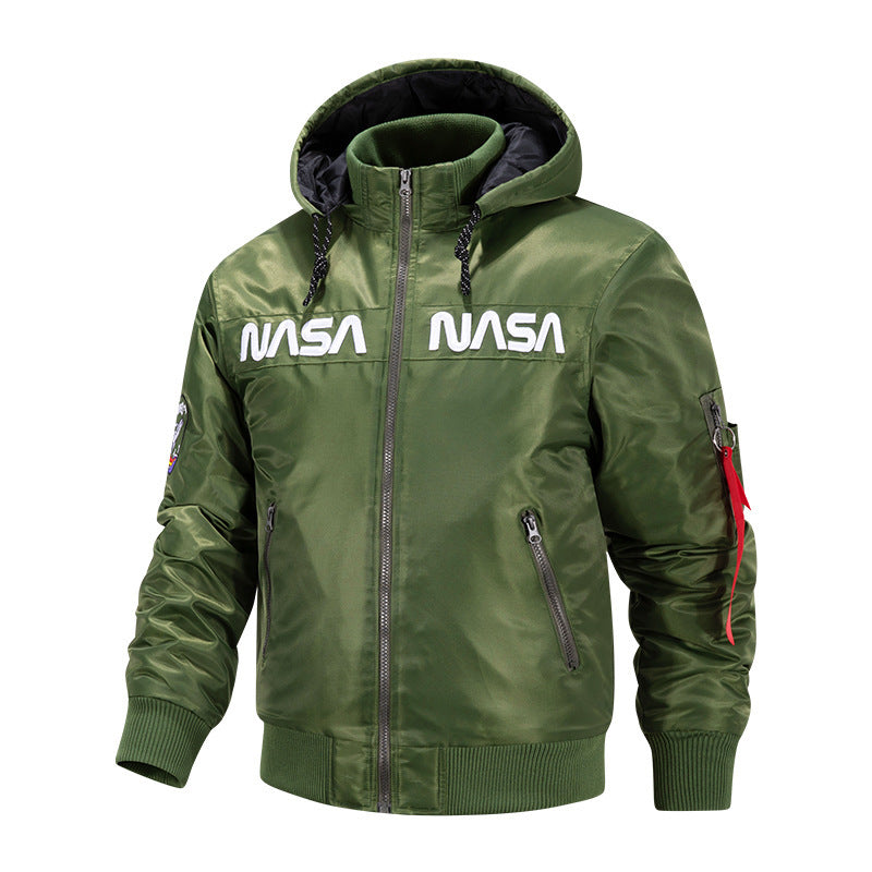 2022 New NASA Winter Casual Sports Men's Jacket Trendy Hooded Cotton Clothes European and American Flying Suit Jacket for Men