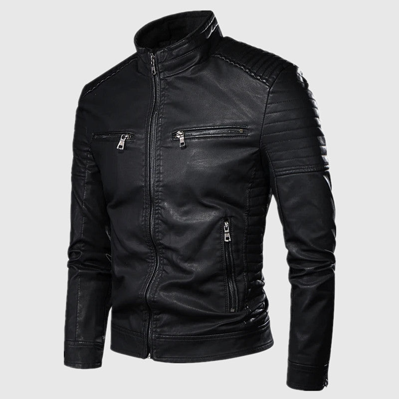 2026 Foreign Trade Amazon Autumn and Winter Men's Hot Selling Leather Jacket Jacket Stand Collar Young and Middle-Aged Stand Collar Leather Jacket Jacket for Men