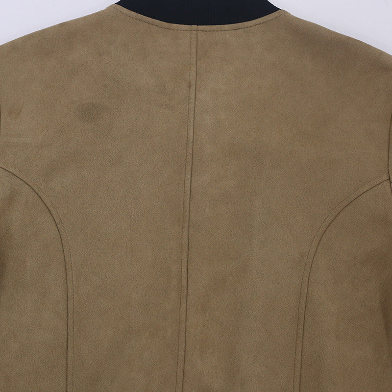 2025 Cross-Border Men's Jacket Autumn and Winter Suede Jacket European and American Stand Collar Single Breasted Cardigan Jacket Casual Jacket for Men