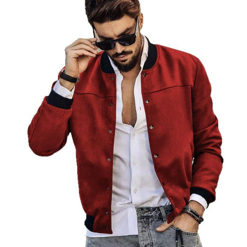 2025 Amazon Autumn and Winter Suede Stand Collar Men's Button Cardigan Jacket Cross-Border Casual Trendy American Jacket Men