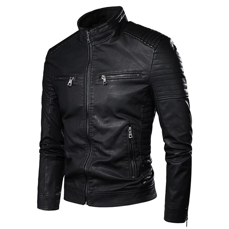 2026 Foreign Trade Amazon Autumn and Winter Men's Hot Selling Leather Jacket Jacket Stand Collar Young and Middle-Aged Stand Collar Leather Jacket Jacket for Men