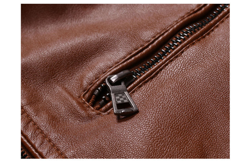 2025 Foreign Trade Amazon Autumn and Winter Men's Hot Selling Leather Jacket Jacket Stand Collar Young and Middle-Aged Stand Collar Leather Jacket Jacket for Men