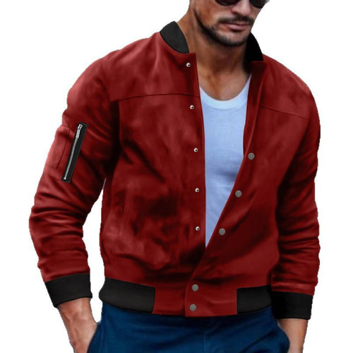 2025 Cross-Border Men's Jacket Autumn and Winter Suede Jacket European and American Stand Collar Single Breasted Cardigan Jacket Casual Jacket for Men
