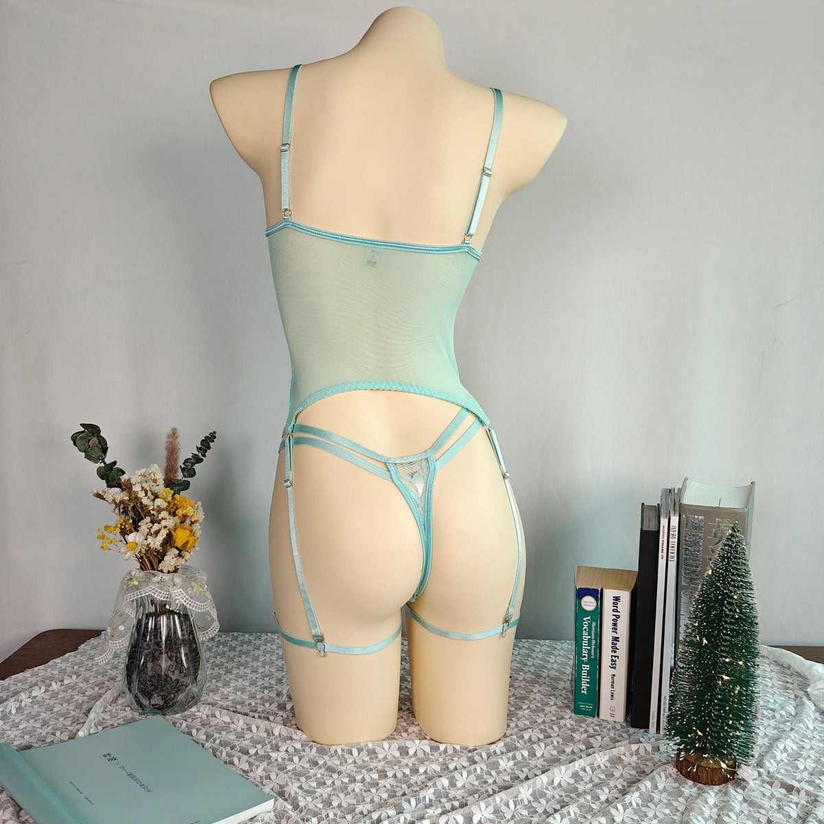 European and American sexy lingerie suit gauze charm flirt uniform embroidery perspective temptation thong suit