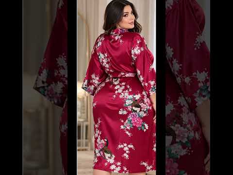 Norvela Floral Satin Kimono Robe